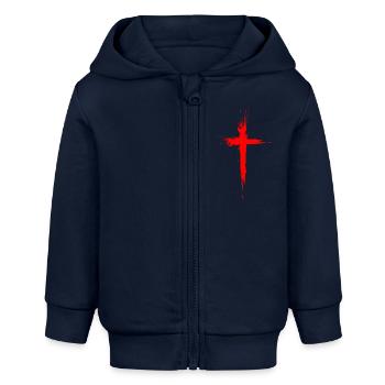 Kreuz Christentum Religion Jesus Christus Rot - Baby Organic Zip-up Hoodie by Stanley/Stella - navy - Front