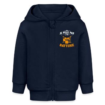 Ich kann keine Batterie haben - Baby Organic Kapuzenjacke Baby Connector von Stanley/Stella - Navy - Vorne