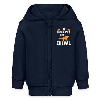 je peux pas jai cheval - Veste à capuche bébé bio Stanley/Stella - bleu marine - Devant