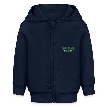 Schafkopf Farben vom deutschen Blatt Spielkarten - Baby Organic Kapuzenjacke Baby Connector von Stanley/Stella - Navy - Vorne