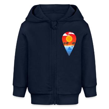 Paradies Icon (Strand, Meer) - Baby Organic Kapuzenjacke Baby Connector von Stanley/Stella - Navy - Vorne