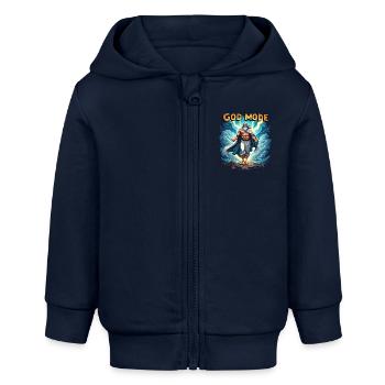 Mode Dieu - Zeus dans les nuages - Veste à capuche bébé bio Stanley/Stella - bleu marine - Devant