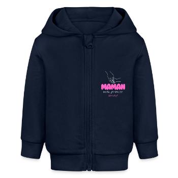 Gift - Mom My First Love - Baby Organic Zip-up Hoodie by Stanley/Stella - navy - Front