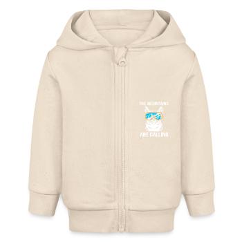 Ski Ski Holiday - Baby Organic Zip-up Hoodie by Stanley/Stella - soft Ecru - Front