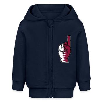 Katar Flagge Nummer 1 - Baby Organic Kapuzenjacke Baby Connector von Stanley/Stella - Navy - Vorne