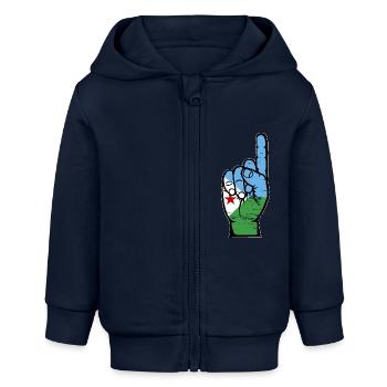 Dschibuti Flagge Nummer 1 used - Baby Organic Kapuzenjacke Baby Connector von Stanley/Stella - Navy - Vorne