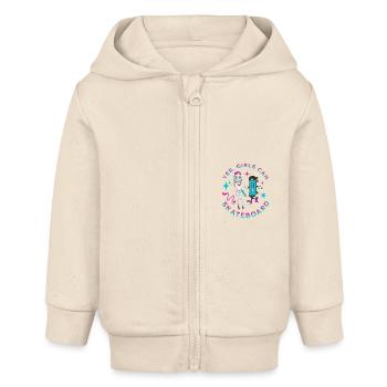Ja Mädchen können Skateboard Skateboarder Skater Frauen - Baby Organic Kapuzenjacke Baby Connector von Stanley/Stella - Natur - Vorne