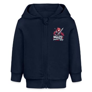 WAIFU MATERIAL ONLY - Warrior - Baby Organic Zip-up Hoodie by Stanley/Stella - navy - Front