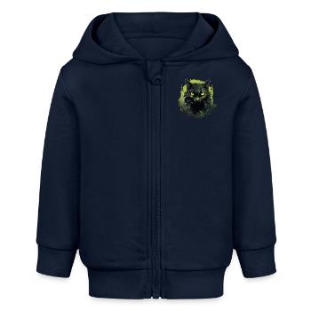 Cooles Katzen Design - Baby Organic Kapuzenjacke Baby Connector von Stanley/Stella - Navy - Vorne