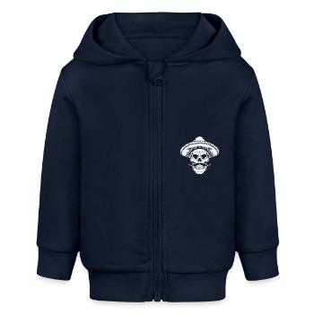 Mexikaner Skull Sombrero - Baby Organic Kapuzenjacke Baby Connector von Stanley/Stella - Navy - Vorne