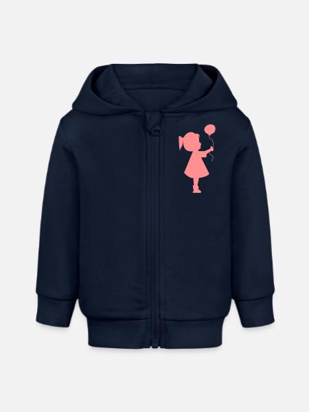 Mädchen mit Luftballon - Baby Organic Kapuzenjacke Baby Connector von Stanley/Stella - Navy