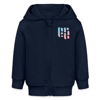 Motif de fragment de rayure avec dégradé - LOGO - Veste à capuche bébé bio Stanley/Stella - bleu marine - Devant