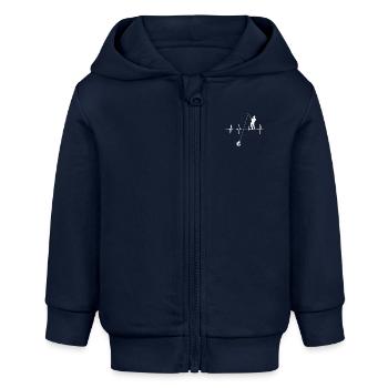 Heartbeat Angler - Baby Organic Zip-up Hoodie by Stanley/Stella - navy - Front