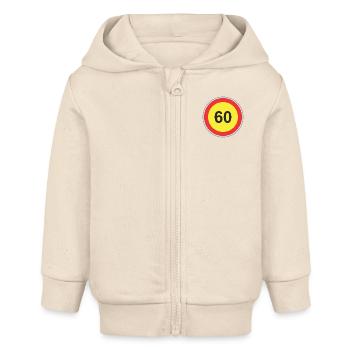 Road Sign 60 yellow - Baby Organic Zip-up Hoodie by Stanley/Stella - soft Ecru - Front