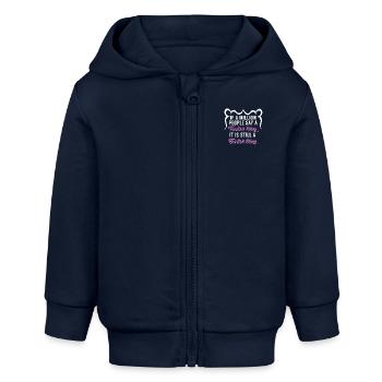 chose stupide dictons cool - Veste à capuche bébé bio Stanley/Stella - bleu marine - Devant