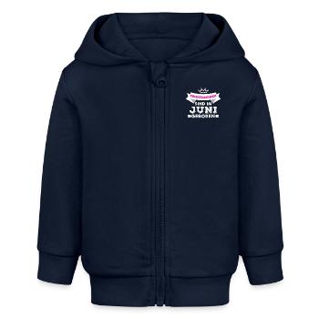 Prinzessinnen Juni Geburtstag - Baby Organic Kapuzenjacke Baby Connector von Stanley/Stella - Navy - Vorne