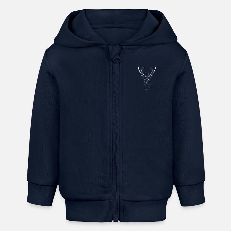 Cerf origami - Veste à capuche bébé bio Stanley/Stella - bleu marine