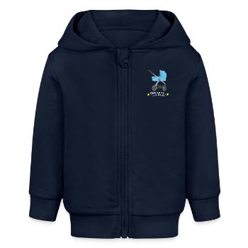 Naissance : Papa rêvait d'une nouvelle voiture ! - Veste à capuche bébé bio Stanley/Stella - bleu marine - Devant