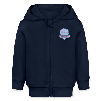 Mama Superheld - Baby Organic Kapuzenjacke Baby Connector von Stanley/Stella - Navy - Vorne