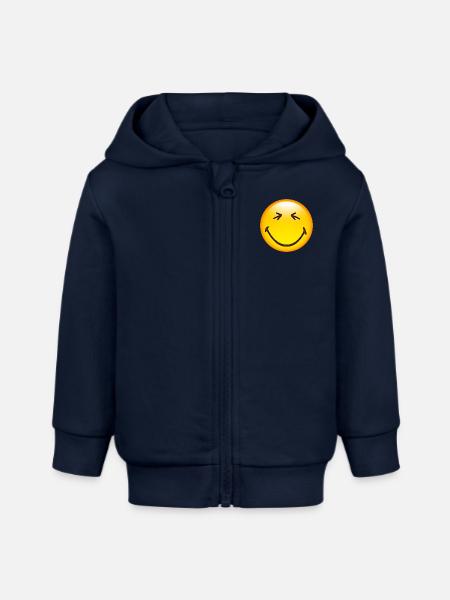 Smiley Happy - Baby Organic Kapuzenjacke Baby Connector von Stanley/Stella - Navy