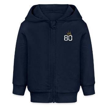 80e anniversaire - Veste à capuche bébé bio Stanley/Stella - bleu marine - Devant