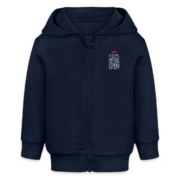 Glücklich vergeben - Baby Organic Kapuzenjacke Baby Connector von Stanley/Stella - Navy - Vorne