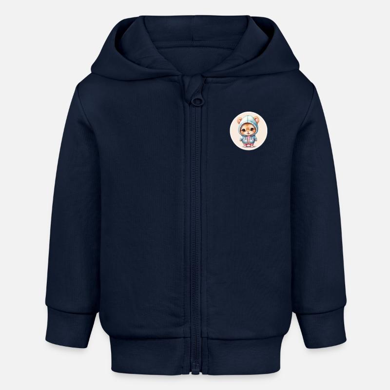 Chaton mignon - Veste à capuche bébé bio Stanley/Stella - bleu marine