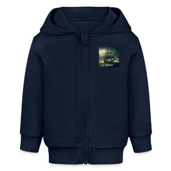 Piratenschiff - Baby Organic Kapuzenjacke Baby Connector von Stanley/Stella - Navy - Vorne