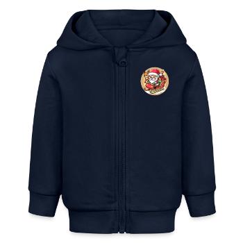Santa Claus - Baby Organic Zip-up Hoodie by Stanley/Stella - navy - Front