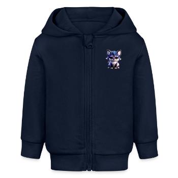 Bébé animal mignon : Style Ludique! - Veste à capuche bébé bio Stanley/Stella - bleu marine - Devant