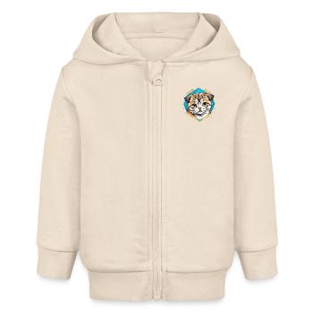 Schottische Faltkatze - Baby Organic Kapuzenjacke Baby Connector von Stanley/Stella - Natur - Vorne