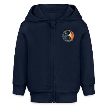 Yin-Yang-Symbol mit Katzen Feuer und Wasser - Baby Organic Kapuzenjacke Baby Connector von Stanley/Stella - Navy - Vorne