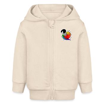 Regenbogen Rakete : Sticky Queer Pride - Baby Organic Kapuzenjacke Baby Connector von Stanley/Stella - Natur - Vorne