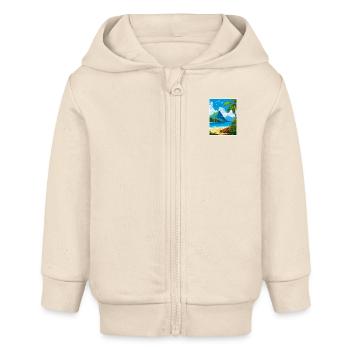 Saint Lucia Caribbean Vintage Travel Poster - Baby Organic Zip-up Hoodie by Stanley/Stella - soft Ecru - Front