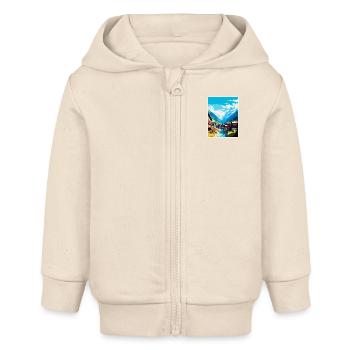 Sölden Österreich Vintage Reiseplakat Souvenir WPA - Baby Organic Kapuzenjacke Baby Connector von Stanley/Stella - Natur - Vorne