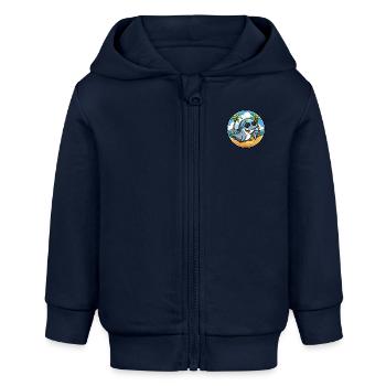Delfin Lustige Cartoon Sommer Strand Sonnenbrille Cool - Baby Organic Kapuzenjacke Baby Connector von Stanley/Stella - Navy - Vorne
