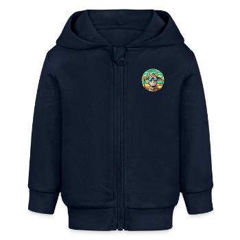 Ziege Lustige Cartoon Sommer Strand Sonnenbrille Aufkleber - Baby Organic Kapuzenjacke Baby Connector von Stanley/Stella - Navy - Vorne