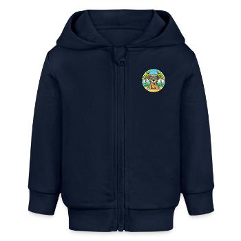Fauve De Bretagne Dog Breed Cartoon Sunglass Beach - Baby Organic Zip-up Hoodie by Stanley/Stella - navy - Front
