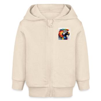 Papagei farbig - Baby Organic Kapuzenjacke Baby Connector von Stanley/Stella - Natur - Vorne