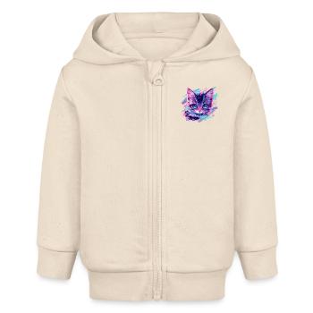 Kosmische Katze - Baby Organic Kapuzenjacke Baby Connector von Stanley/Stella - Natur - Vorne