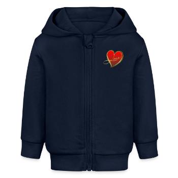 red heart - Baby Organic Zip-up Hoodie by Stanley/Stella - navy - Front