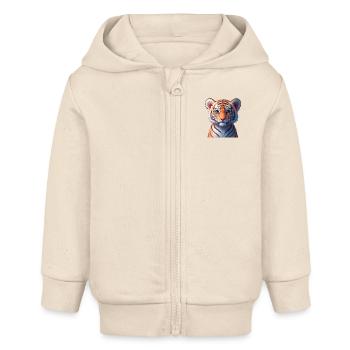 Bengal tiger baby - Baby Organic Zip-up Hoodie by Stanley/Stella - soft Ecru - Front