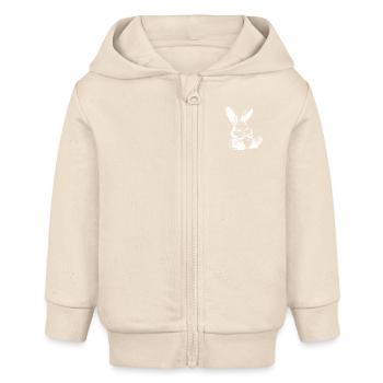 Little sleeping bunny with big ears - Baby Organic Zip-up Hoodie by Stanley/Stella - soft Ecru - Front