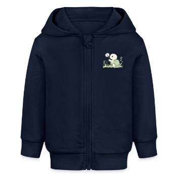 Tortue avec un pissenlit - Veste à capuche bébé bio Stanley/Stella - bleu marine - Devant