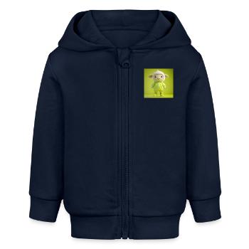 3D-Charakter - Lustiges Schaf - Baby Organic Kapuzenjacke Baby Connector von Stanley/Stella - Navy - Vorne