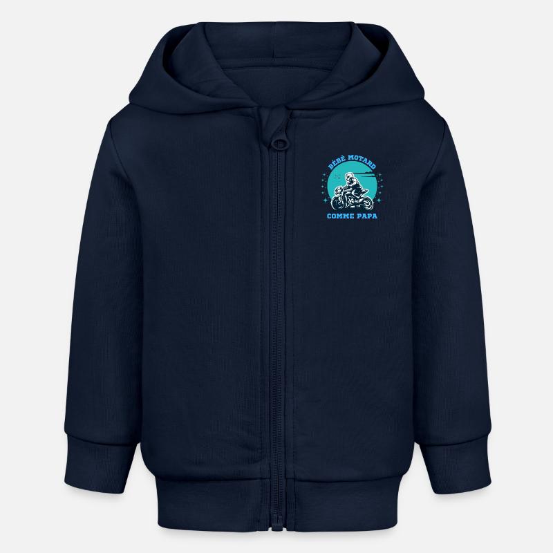 bébé motard comme papa - Veste à capuche bébé bio Stanley/Stella - bleu marine