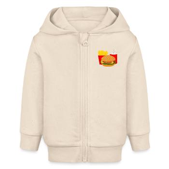 Menu Burger Fast Food Cola idée cadeau - Veste à capuche bébé bio Stanley/Stella - écru doux - Devant
