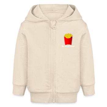 Frites frites idée cadeau - Veste à capuche bébé bio Stanley/Stella - écru doux - Devant
