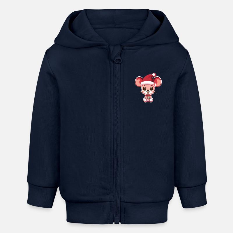 « Joyeux chat - Veste à capuche bébé bio Stanley/Stella - bleu marine