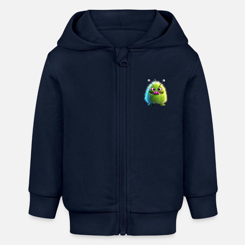 Joyeux Halloween mignon monstre langue sur effrayant amusant - Veste à capuche bébé bio Stanley/Stella - bleu marine